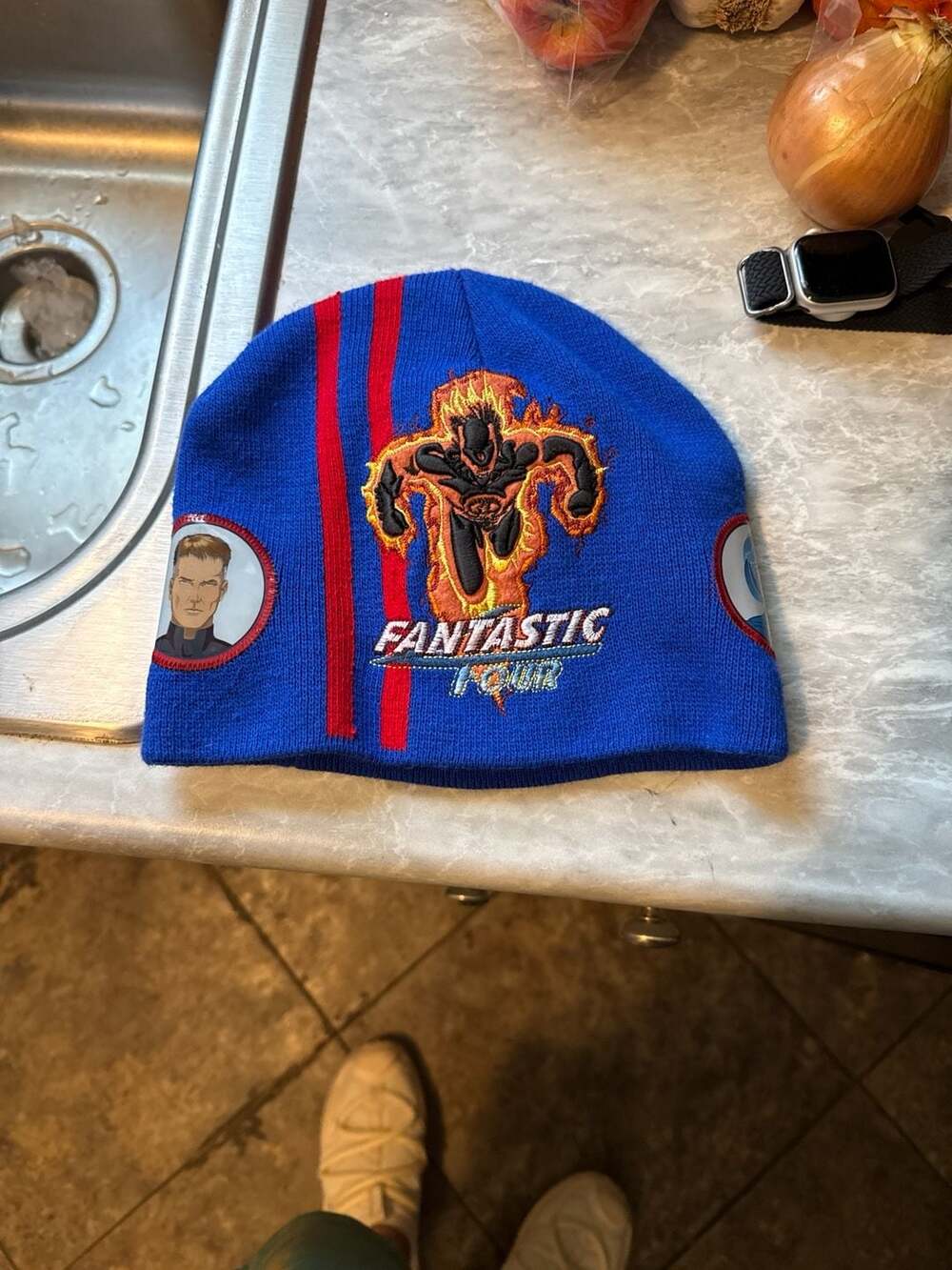 Marvel Fantastic Four Blue Knit Beanie Hat Boy's One Size Vintage 2005